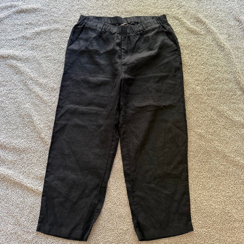 Quince 100% European Linen Black Pull On Pants Size Large